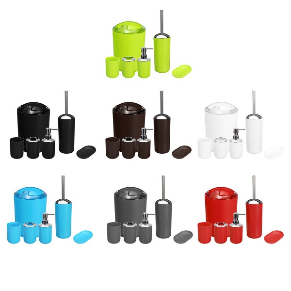 6Pcs Bathroom Accessories Set Storage Black Soap Dispenser Toothbrush Holder Home Decor Accessories - Green