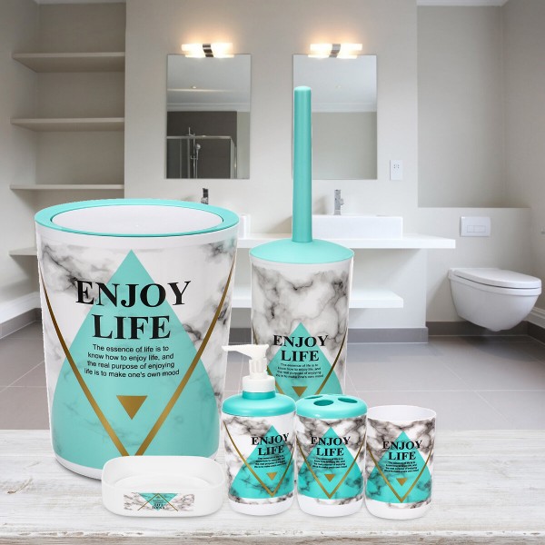 6Pcs Toiletries Bathroom Set Cup Toothbrush Holder Soap Dispenser Tray for Bathroom Decoration Accessories - #1