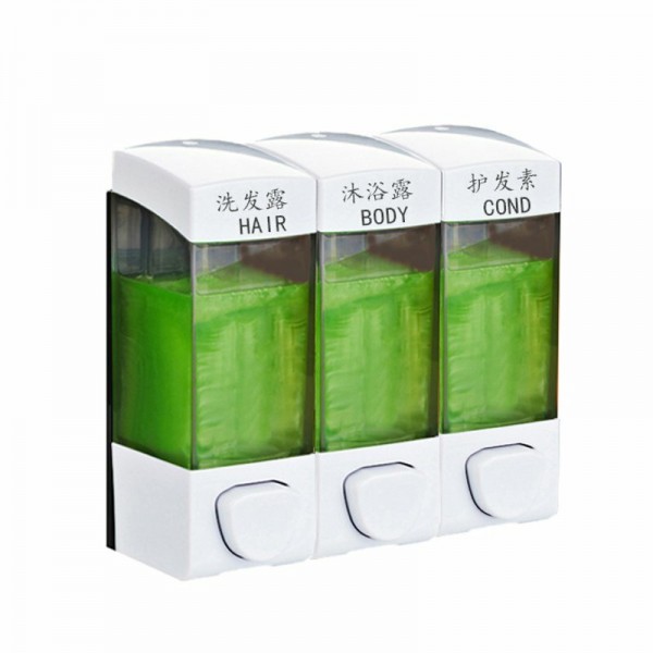 Bathroom Triple Shower Gel Body Lotion Conditioner Shampoo Liquid Soap Dispenser  - Silver