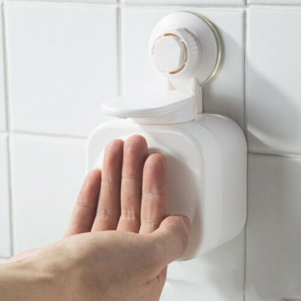 Xiaowei Wall-mounted Soap Dispenser Liquid Shampoo Lotion Hand-pushed Dispenser Bathroom Hand Washer - White