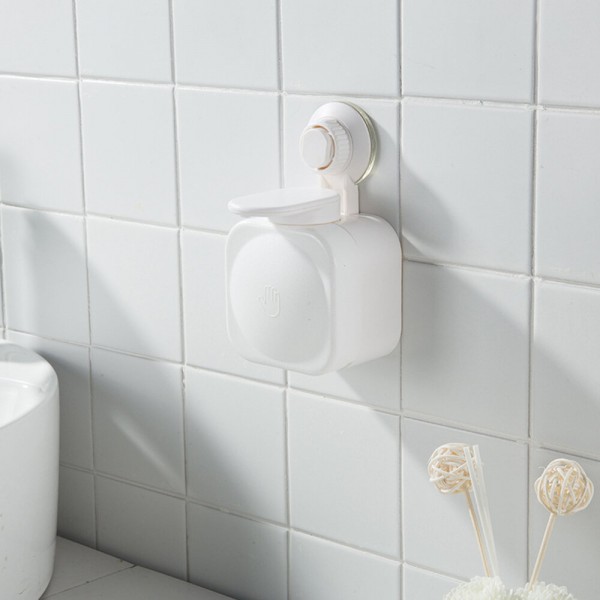  Wall-mounted Soap Dispenser Liquid Shampoo Lotion Hand-pushed Dispenser Bathroom Hand Washer - White