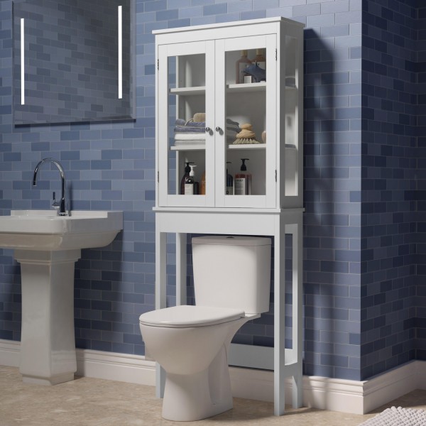 66*22*165cm Over the Toilet Storage Cabinet Bathroom Shelves Organizer Space Saver Bath Rack