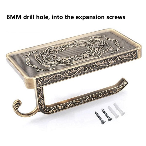 Roll Stand Wall Mounted 4 Colors Vintage Bathroom Toilet Paper Holder Tissue Wall Mounted   - Gold