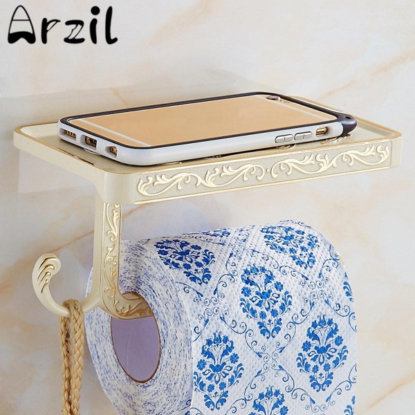 Roll Stand Wall Mounted 4 Colors Vintage Bathroom Toilet Paper Holder Tissue Wall Mounted   - Gold