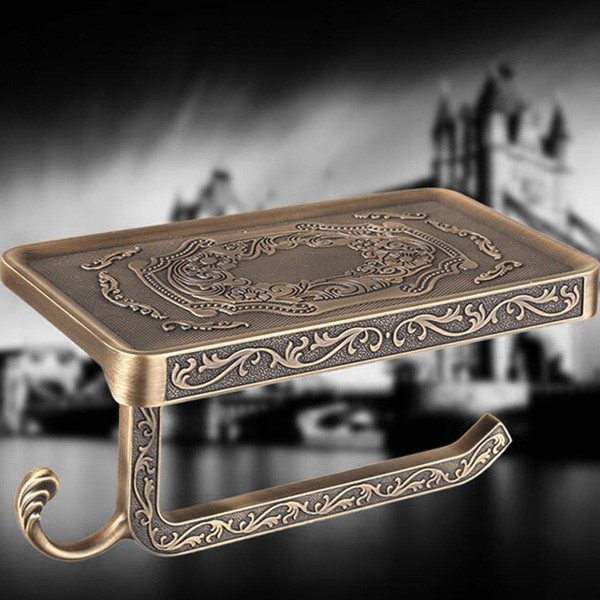 Roll Stand Wall Mounted 4 Colors Vintage Bathroom Toilet Paper Holder Tissue Wall Mounted   - Gold