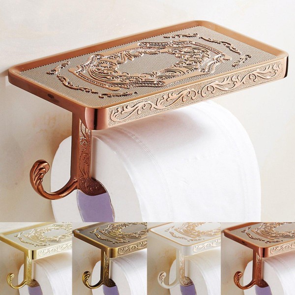 Roll Stand Wall Mounted 4 Colors Vintage Bathroom Toilet Paper Holder Tissue Wall Mounted   - Gold