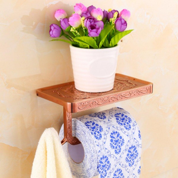 Roll Stand Wall Mounted 4 Colors Vintage Bathroom Toilet Paper Holder Tissue Wall Mounted   - Gold