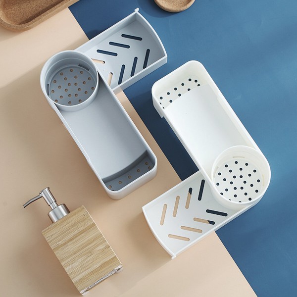  Non-perforated Rotatable Bathroom Organizer Wall Mounted Kitchen Storage Shelf Shower Shampoo Holder Storage Baskets For 