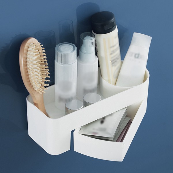  Non-perforated Rotatable Bathroom Organizer Wall Mounted Kitchen Storage Shelf Shower Shampoo Holder Storage Baskets For 