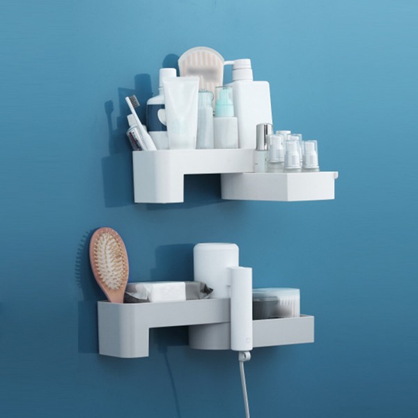 Bakeey Non-perforated Rotatable Bathroom Organizer Wall Mounted Kitchen Storage Shelf Shower Shampoo Holder Storage Baskets For 