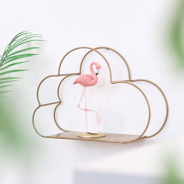 Multi-Function Storage Rack Wall Hanging Rack Cloud Shaped Floating Shelf Rack - Golden