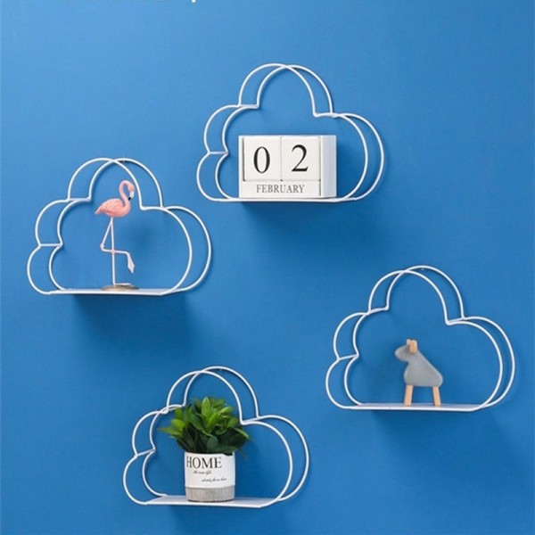 Multi-Function Storage Rack Wall Hanging Rack Cloud Shaped Floating Shelf Rack - Golden