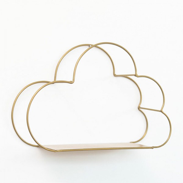 Multi-Function Storage Rack Wall Hanging Rack Cloud Shaped Floating Shelf Rack - Golden