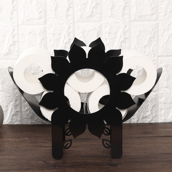 Black Cow Elk Sun Flower Toilet Roll Holder Paper Bathroom Free Standing Storage - #3