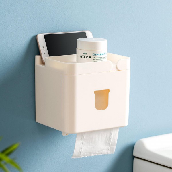 Jordan&amp;Judy 3 in 1 Waterproof Wall Mounted Bathroom Tissue Box Roll Issue Facial Tissue Dispenser Adhesive Hanging Cell Phon