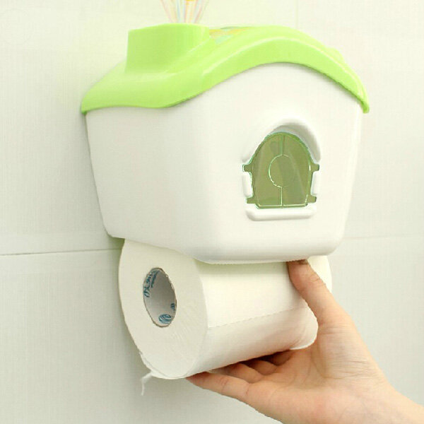 Creative Toilet Roll Paper Holder Paper Box With Mobile Phone Rack - Green