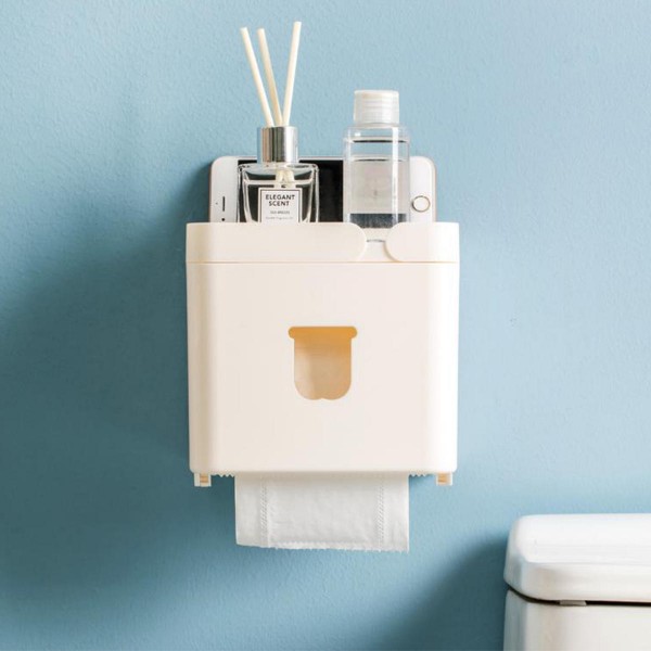 Jordan&amp;Judy 3 in 1 Waterproof Wall Mounted Bathroom Tissue Box Roll Issue Facial Tissue Dispenser Adhesive Hanging Cell Phon