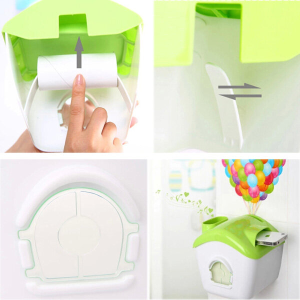 Creative Toilet Roll Paper Holder Paper Box With Mobile Phone Rack - Green