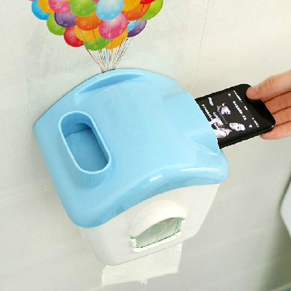 Creative Toilet Roll Paper Holder Paper Box With Mobile Phone Rack - Green