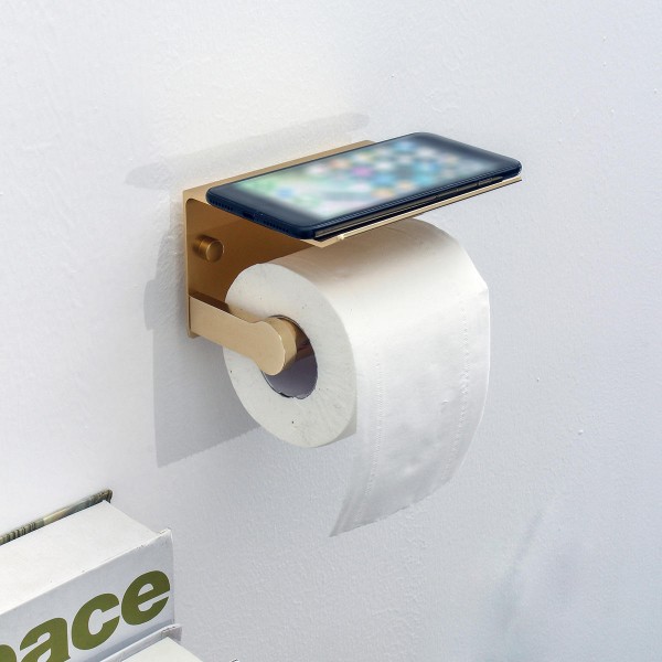 Wall Mounted Bathroom Toilet Roll Paper Shelf Holder Racks Toilet Roll Stand Phone  - Silver