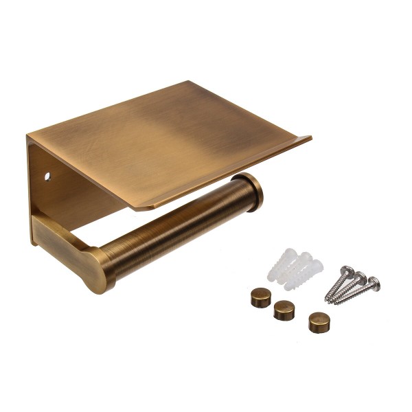 Wall Mounted Bathroom Toilet Roll Paper Shelf Holder Racks Toilet Roll Stand Phone  - Silver