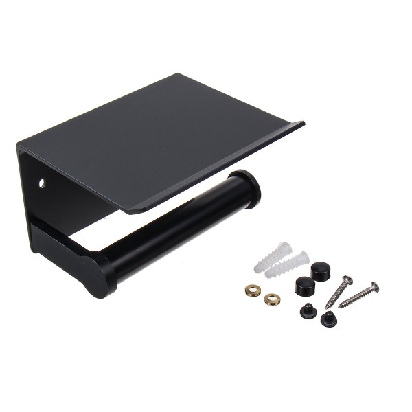 Wall Mounted Bathroom Toilet Roll Paper Shelf Holder Racks Toilet Roll Stand Phone  - Silver