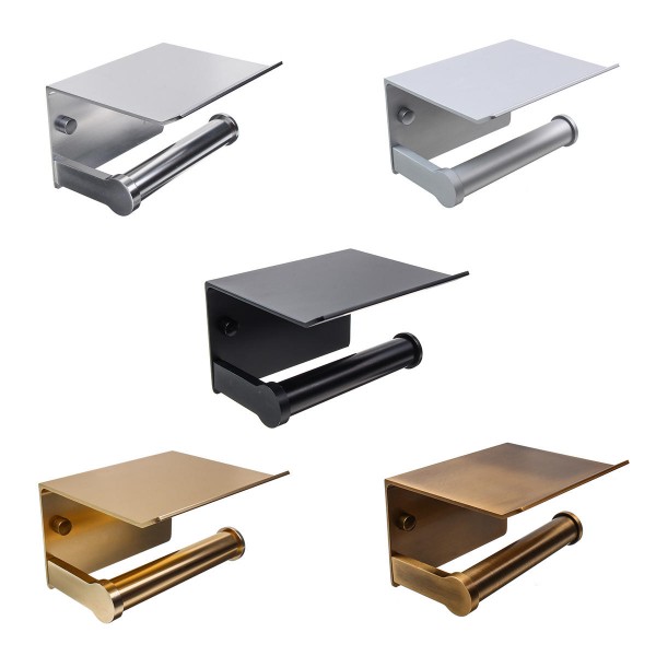Wall Mounted Bathroom Toilet Roll Paper Shelf Holder Racks Toilet Roll Stand Phone  - Silver