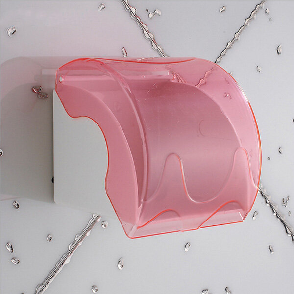 Wall Mounted Waterproof Paper Holder Bathroom Paper Roll Holder - Pink