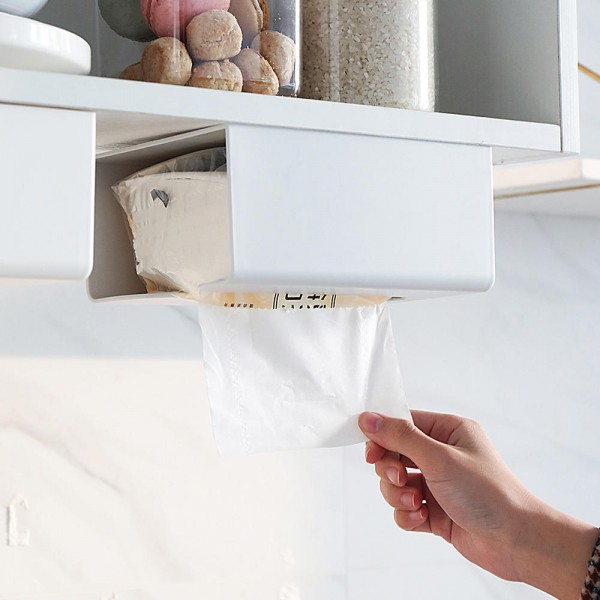 Japanese Style Portable Traceless Toilet Paper Holder Household Tissue Box Plastic Toilet Towel Holder-White - Light Pink