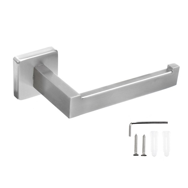 Stainless Steel Toilet Paper Holder Storage Shelf Wall Mounted Bathroom Rack - Light silver