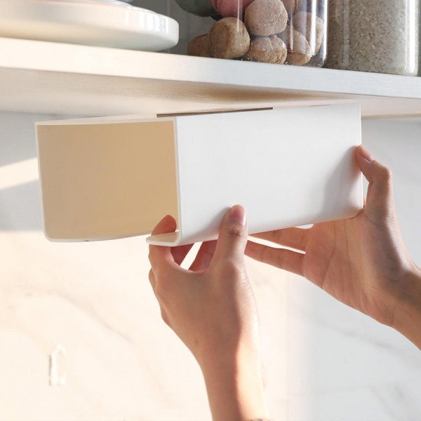 Japanese Style Portable Traceless Toilet Paper Holder Household Tissue Box Plastic Toilet Towel Holder-White - Light Pink