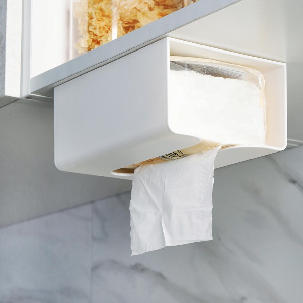 Japanese Style Portable Traceless Toilet Paper Holder Household Tissue Box Plastic Toilet Towel Holder-White - Light Pink