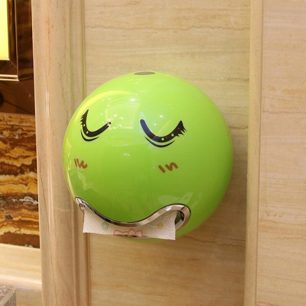 Cute Eyes Stickers Portable Cute Durable Wall Mounted Bathroom Paper Roll Holder Tissue Box - Pink
