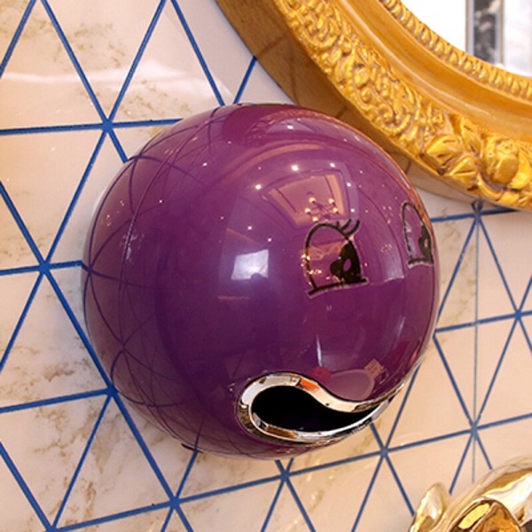 Cute Eyes Stickers Portable Cute Durable Wall Mounted Bathroom Paper Roll Holder Tissue Box - Pink