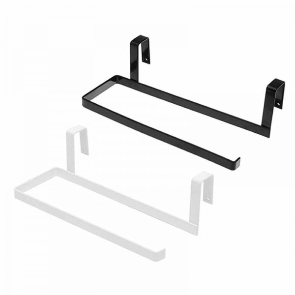 Stainless Steel Roll Paper Rack Restaurant Kitchen Cabinet Door Back Type Towel Cloth Rack Hanger  - Black
