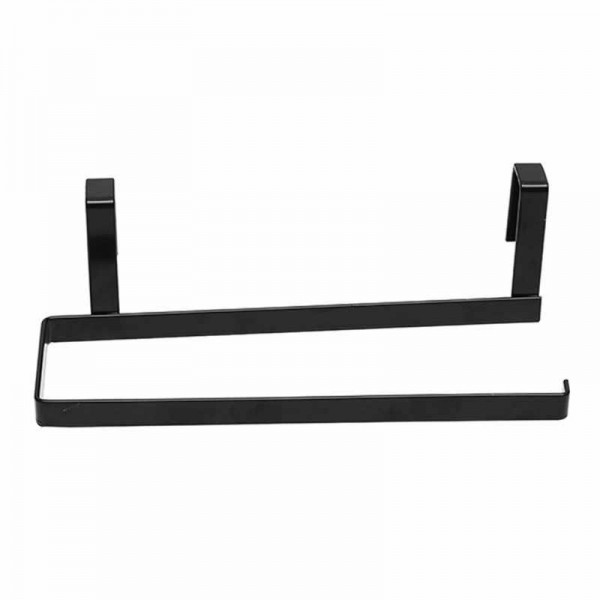 Stainless Steel Roll Paper Rack Restaurant Kitchen Cabinet Door Back Type Towel Cloth Rack Hanger  - Black