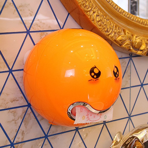 Cute Eyes Stickers Portable Cute Durable Wall Mounted Bathroom Paper Roll Holder Tissue Box - Pink