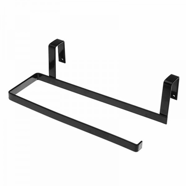 Stainless Steel Roll Paper Rack Restaurant Kitchen Cabinet Door Back Type Towel Cloth Rack Hanger  - Black