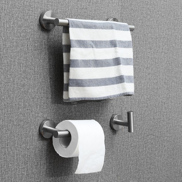 Wall Robe Hook Paper Holder Towel Rails Racks Single Bar Towel Holder - Silver