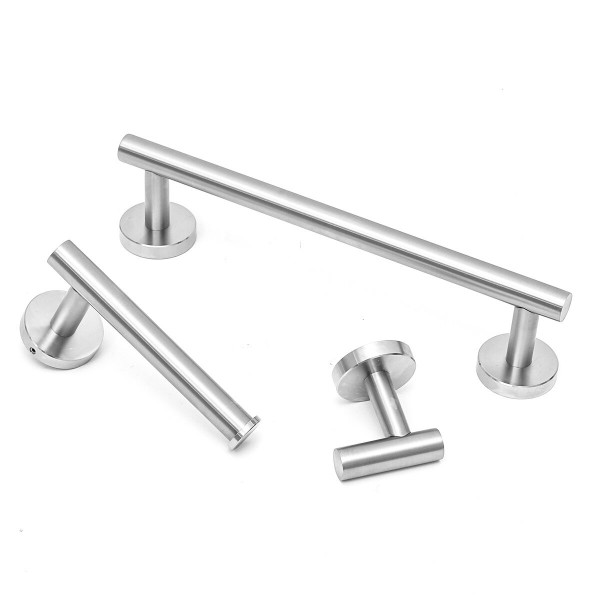 Wall Robe Hook Paper Holder Towel Rails Racks Single Bar Towel Holder - Silver