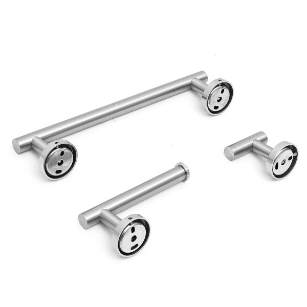 Wall Robe Hook Paper Holder Towel Rails Racks Single Bar Towel Holder - Silver