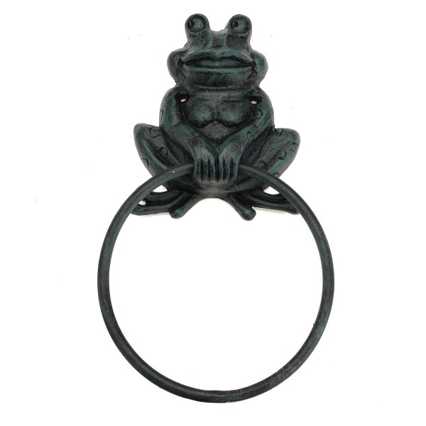 Rustic Industrial Tap Rings Rack Wrought Iron Vintage Round Hanging Black Metal Towel Holder Bathroom Kitchen Hanger 