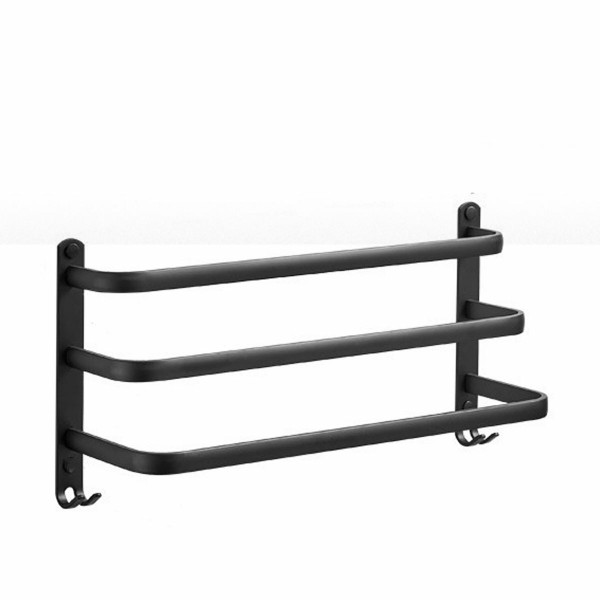 Towel Hanger Wall Mounted 30-50 CM Towel Rack Bathroom Aluminum Black Towel Bar - 2