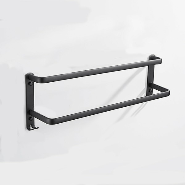 Towel Hanger Wall Mounted 30-50 CM Towel Rack Bathroom Aluminum Black Towel Bar - 2