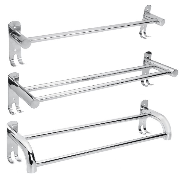 50cm Stainless Steel Bath Shelf Wall Mounted Towel Rail Rack Single Double Shelf for Bathroom Storage - single row