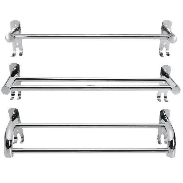 50cm Stainless Steel Bath Shelf Wall Mounted Towel Rail Rack Single Double Shelf for Bathroom Storage - single row