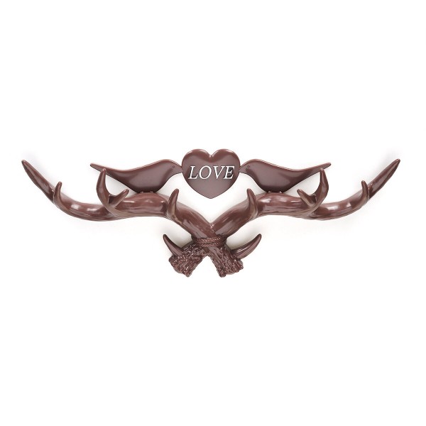 Love Vintage Deer Antler Wall Hanger Decoration Coat Hook And Hat Rack 4 Color Holder - Beige