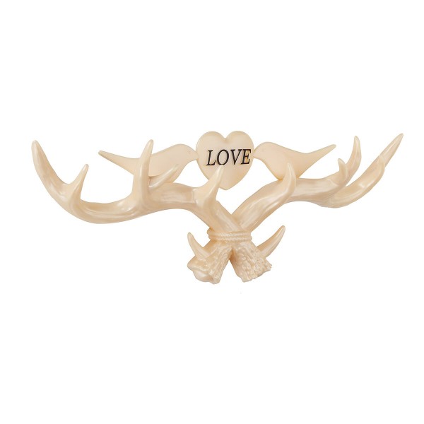 Love Vintage Deer Antler Wall Hanger Decoration Coat Hook And Hat Rack 4 Color Holder - Beige