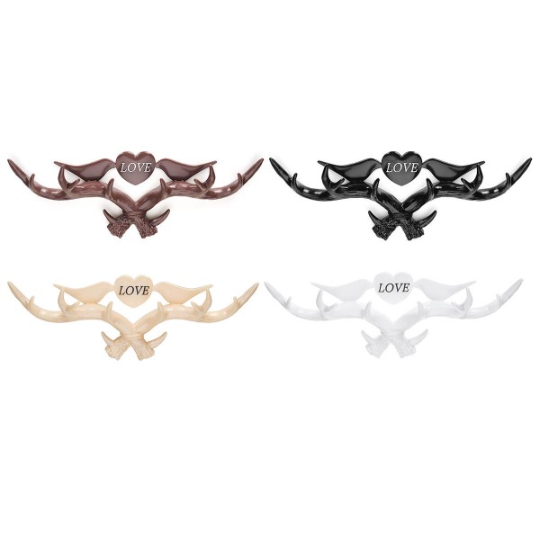 Love Vintage Deer Antler Wall Hanger Decoration Coat Hook And Hat Rack 4 Color Holder - Beige