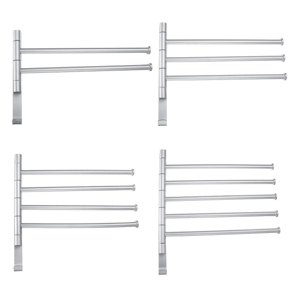 Wall-Mounted Stainless Steel Towel Rack Rotating Bar Bathroom Kitchen Storage - 2